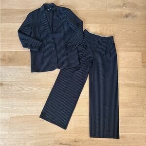 Jagger and Stone Suit Set Trousers & Blazer Pinstripe Size 6 Black White